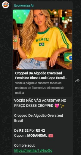 Cropped Algodão Oversized Brasil Feminino